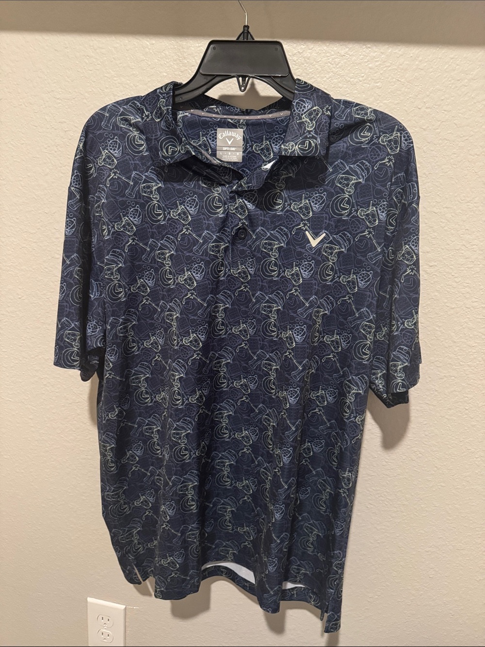 Callaway Navy Abstract-Print Short Sleeve Golf Polo